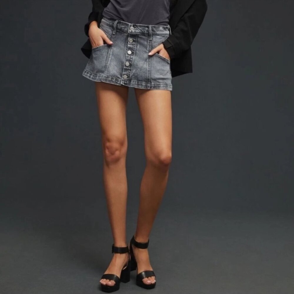 Mother The Breaker‎ Mini Skort Black Denim Size 31 10 NEW
